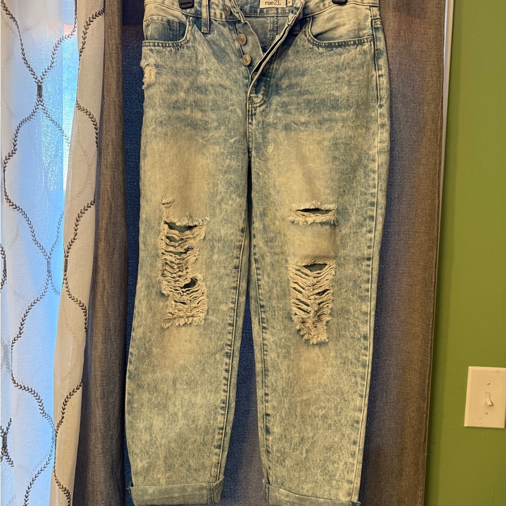 Rue21 Blue Boyfriend Jeans Distressed Casual